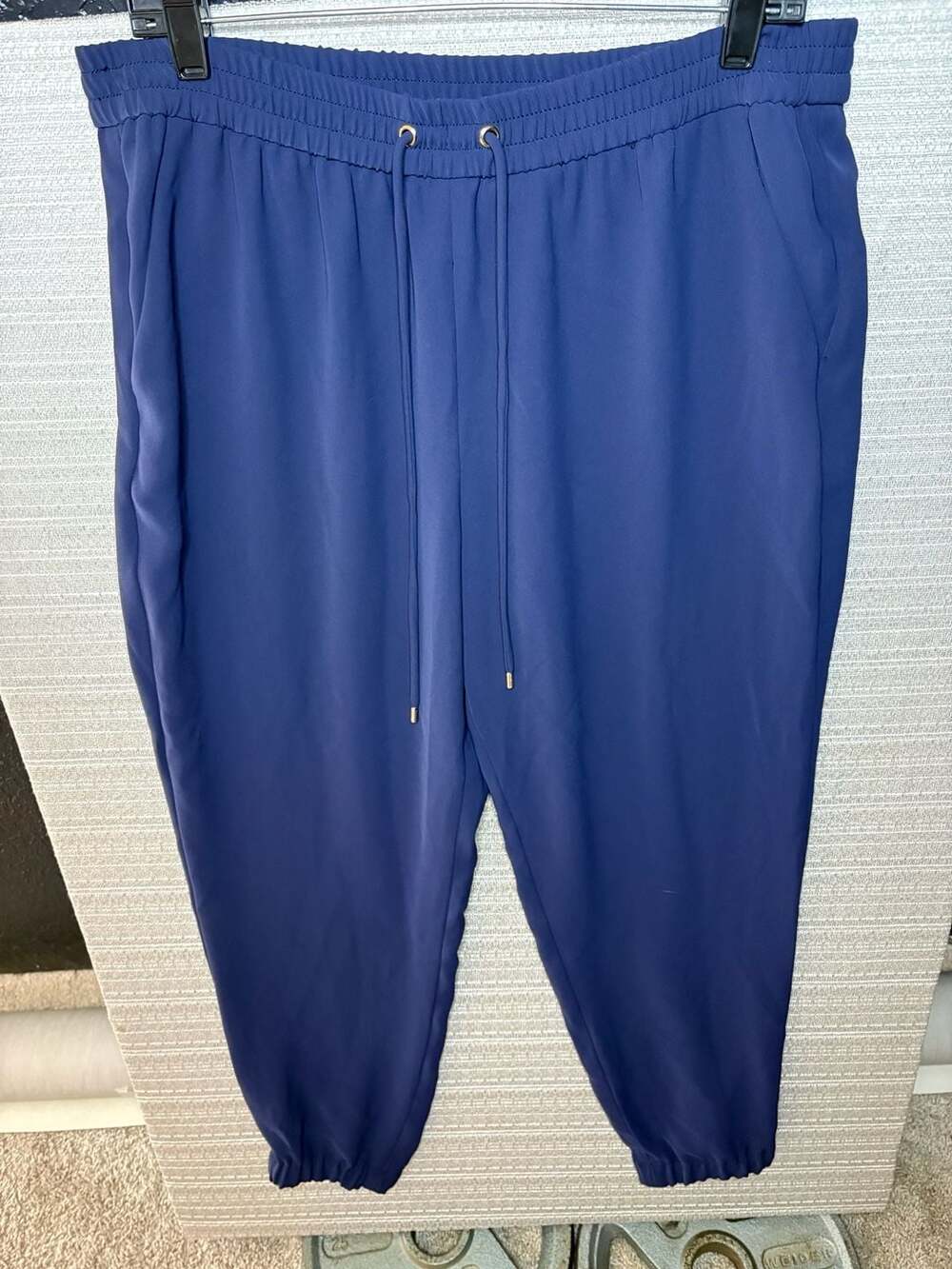 Michael Kors Women's Elastic Waist Drawstring Jogger Pants in Navy